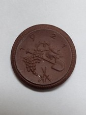 1921 NOTGELD 50 Pfennig PORCELAIN Coin SAXONY Germany