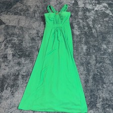 Nine West Womens Pleated Maxi Dress 4 Green Jeweled Chiffon Accent