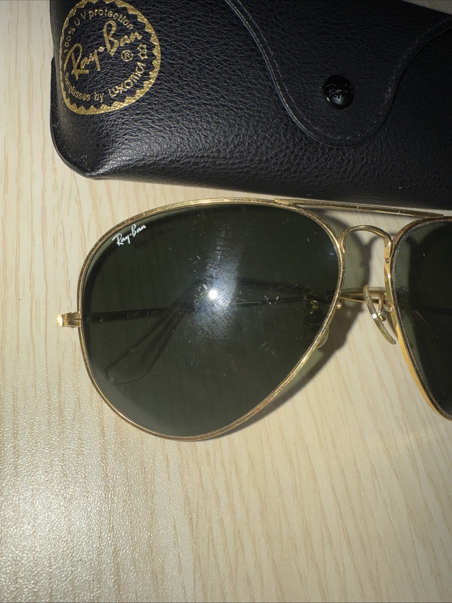 Vintage B&L Ray Ban USA Aviator 62-14 mm Large G15 Gold Frame