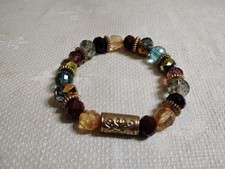 GT Metal Bead Multi-Color Faceted Crystal Bead 2.5"Diameter Stretch Bracelet