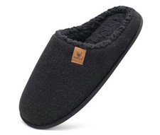 Mens House Memory Foam Slippers with Comfy Warm Plush Lining Felt 8.5 Black