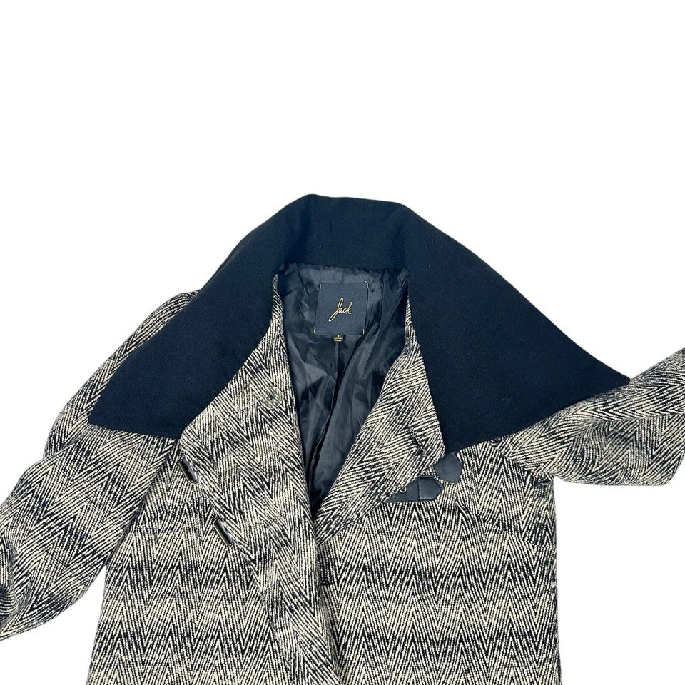 Casaco feminino Jack padrão espinha de peixe fecho de alternância colarinho preto tamanho pequeno - Imagem 2 de 4