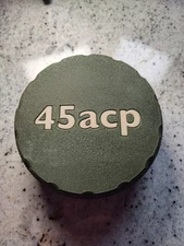 45 ACP Ammo Box Holds 37=Cartridges. Lid Screws On. Green  3d Printed.