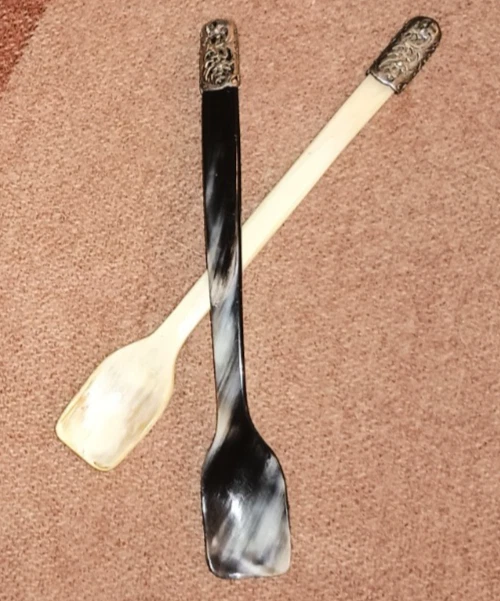 Vintage Antique Horn Serving Spoons Sterling handle