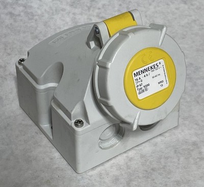 Mennekes INDUSTRIAL POWER SOCKET 16A 100-130V 3P IP67 Wall Mount, YELLOW 9300