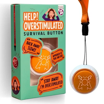 BOXER GIFTS LLC Overstimulated Novelty Survival Button - Funny Gifts for Women Colleagues & Mum