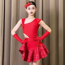 Girls Latin Dance Dress Competition Ballroom Costume Salsa Dancewear Tops Skirts