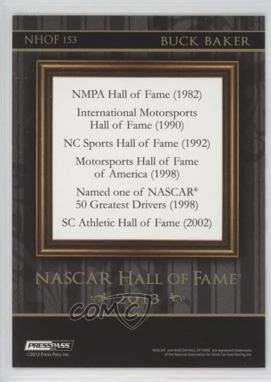 2013 Press Pass NASCAR Hall of Fame Buck Baker #NHOF153 HOF - Image 2 of 2