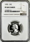 1955 WASHINGTON QUARTER PROOF NGC PF68 CAMEO