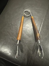 VTG Bakelite Handle Butterscotch Swirl Clawed Ice Tongs Bar Tool MCM Barware