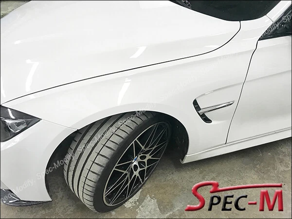 Guardabarros estilo M3 M4 negro acero llamaradas ajuste lateral para BMW F30 F31 2012-2018 Foto 2 de 2