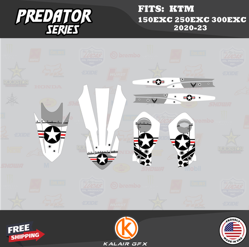Graphics Kit for KTM 150EXC, 250EXC, 300EXC (2020-2023) Predator - WHITE - Bild 3 von 6