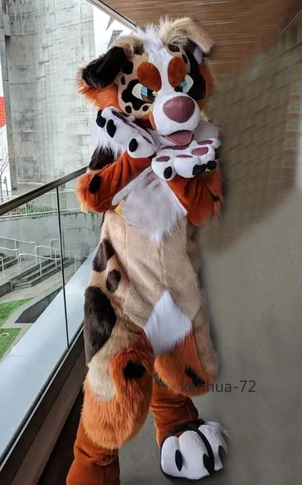 Piel naranja, piel larga, funda de cuero Husky zorro perro, ropa mascota, disfraz Foto 2 de 3