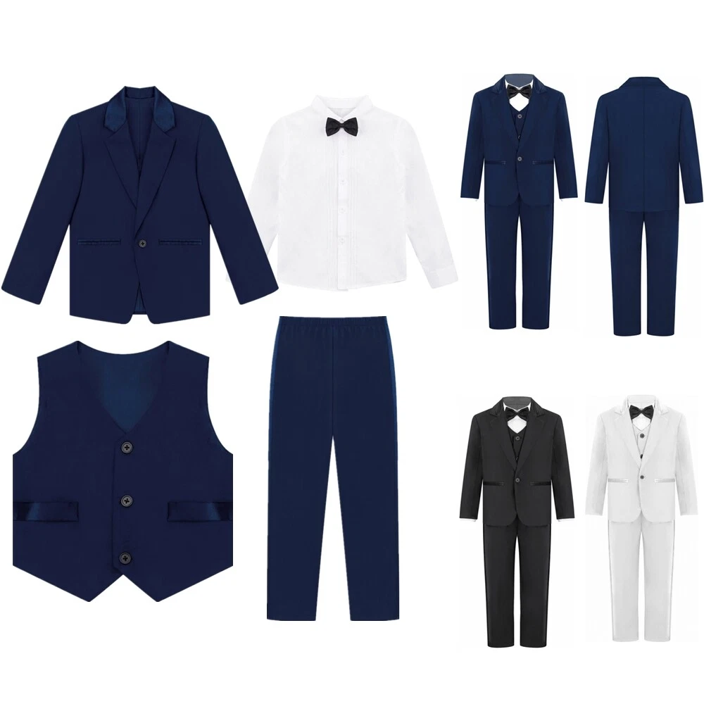 Boy Slim Fit Suit Kids Formal Suits for Boys Jacket Vest Pants and