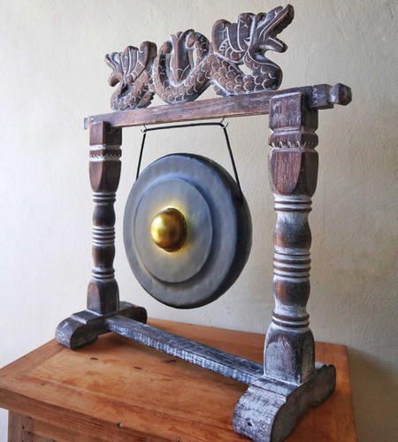 25 cm Durchmesser Healing Gong im Ständer, mystisch, handgefertigt, schwarz oder grün - Bild 4 von 8