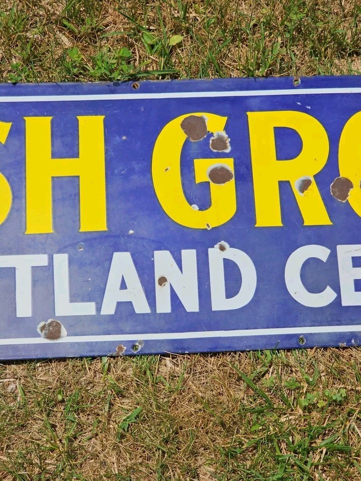 Ash Grove Portland Cement Porcelain Sign Original Advertising 40" x 14