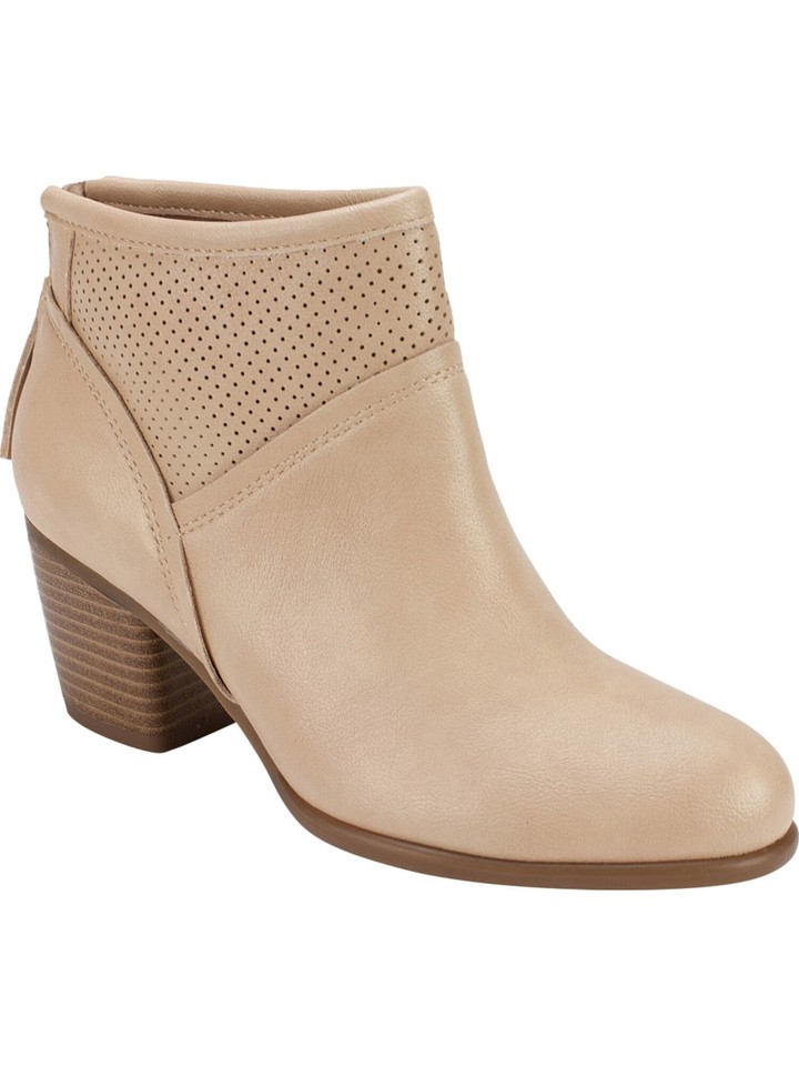 WHITE MOUNTAIN Womens Beige Galveston Almond Toe Block Heel Booties 6.5