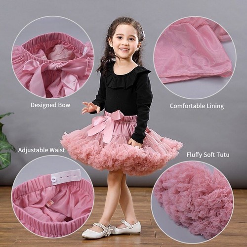 Skirts Solid Fluffy Tulle Princess Ball Gown Kids Ballet Party Performance Dress - Picture 5 of 39