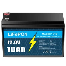 12V 10Ah LiFePO4 Lithium Iron Phosphate Deep Cycle Rechargeable Battery Boat RV