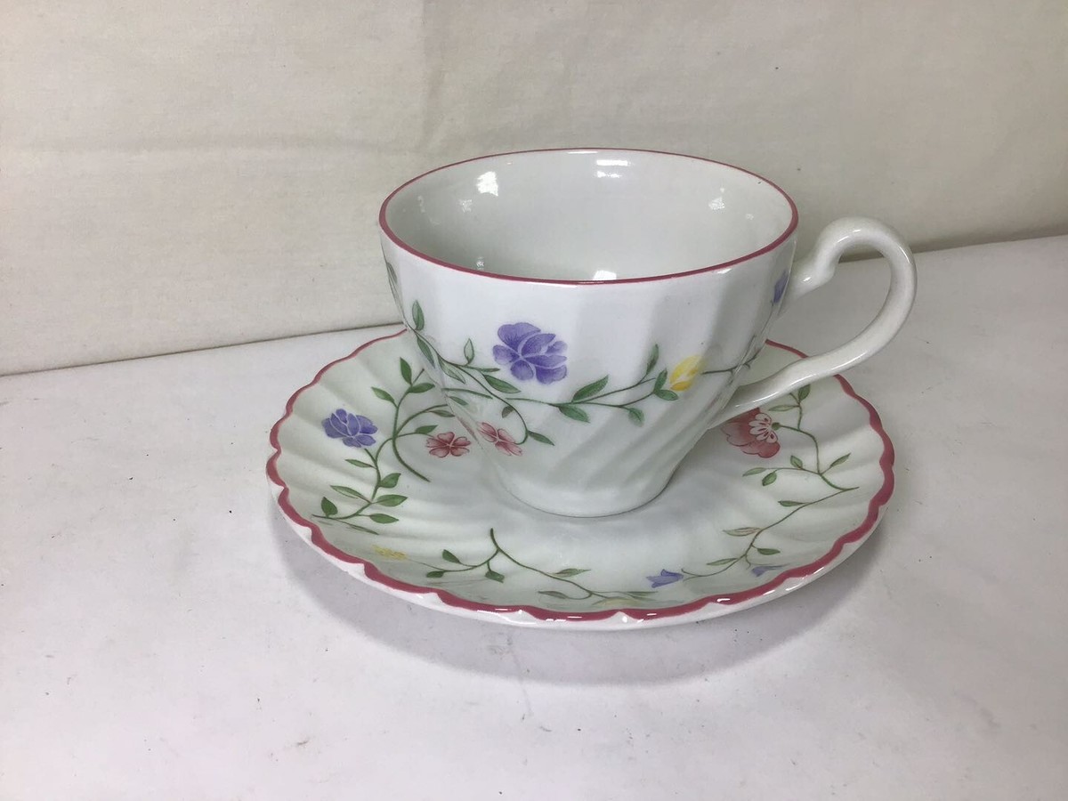 UU33 Vintage Johnson brothers White Porcelan Floral Teacup and