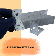 Heavy Duty Galvanised Steel Angle Brackets - Corner Mounting KL1 50x50x35x2.5mm