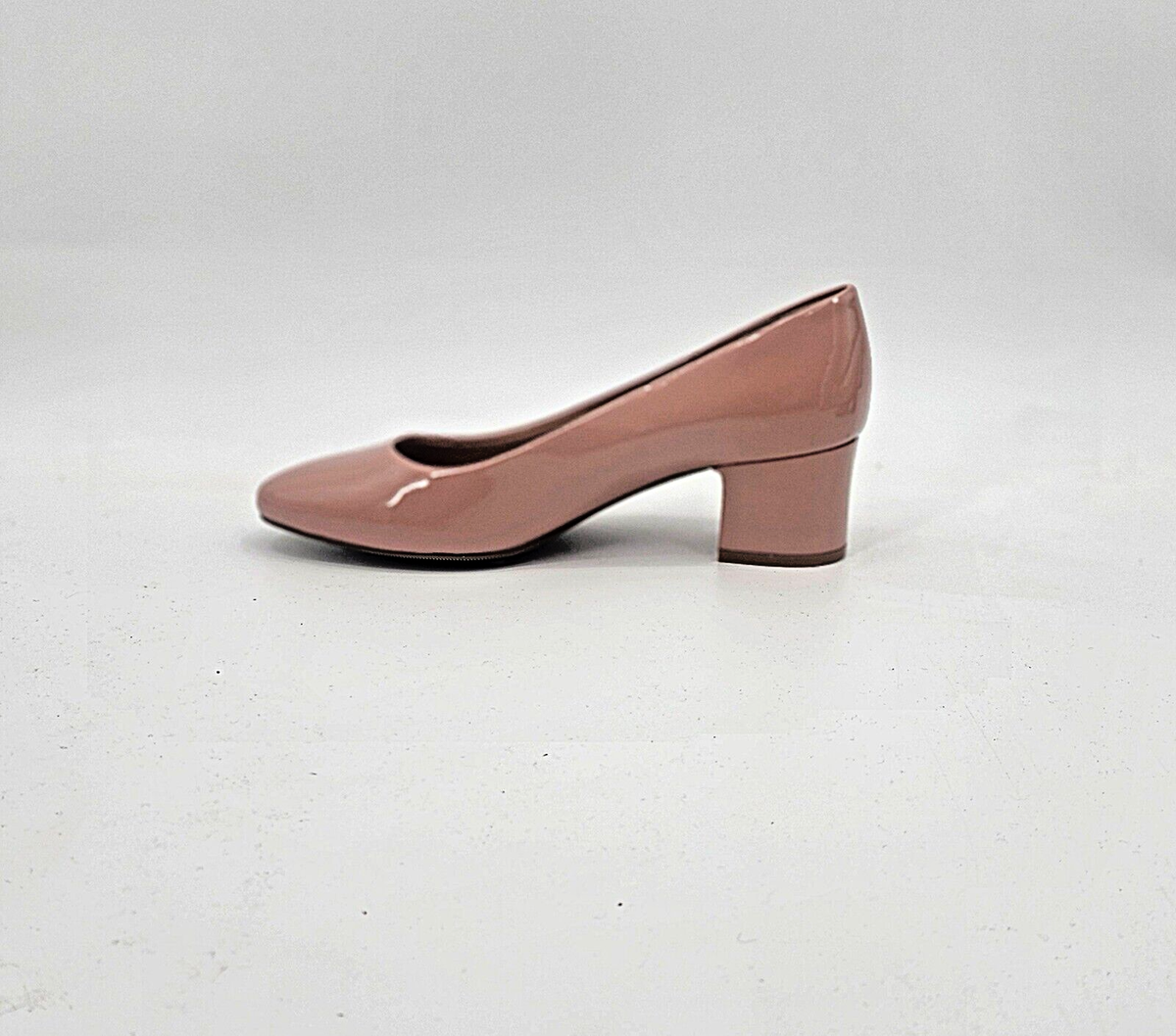 M&S COLLECTION Wide Fit Patent Block Heel Court Shoes