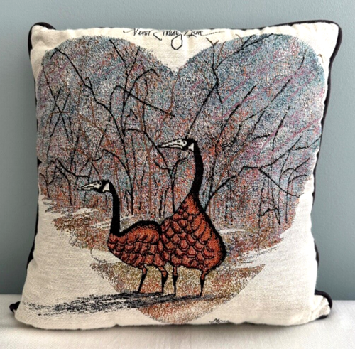 P. BUCKLEY MOSS Never Ending Love GÄNSE ÜBERWURF KISSEN 15" Quadratisch Land Gans
