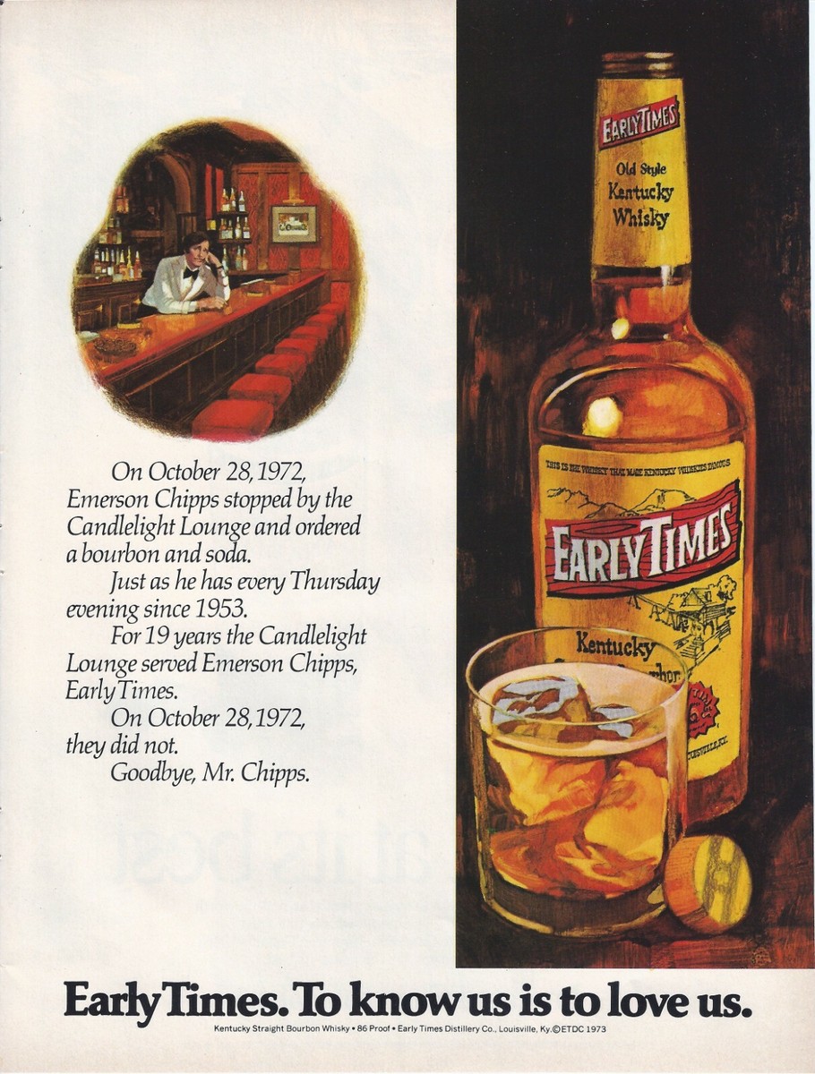 1973 Early Times Kentucky Straight Bourbon Whisky Vintage Print Ad
