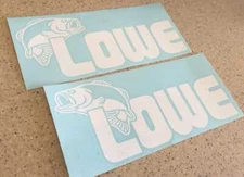 LOWE Vintage Fishing Boat Decal White 12" 2-PAK FREE SHIP + FREE Fish Decal