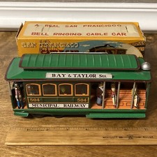 Powell Mason Municipal Railway Cable Trolley Car Taylor Bay 504 Tin Toy With Box
