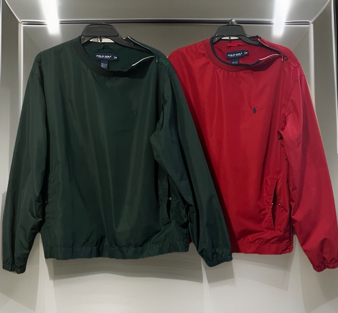 PONY 2 Vintage Polo Golf Ralph Lauren Pullover Rain Gear Giacca a vento Uomo Med Rosso e Verde