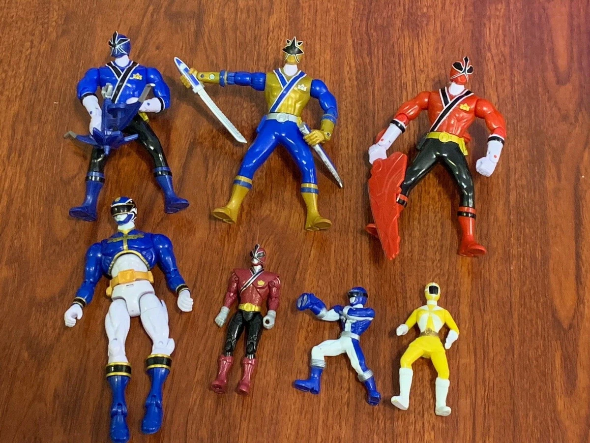 Great Lot of 7 Power Rangers Figures. Bandai. Blue Red Yellow