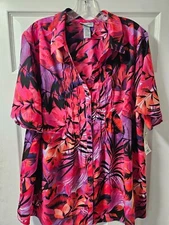 Catherines Plus 1X Button Down Blouse Top New NWT