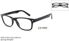 Kids Clear Lens Glasses Retro Horn Rim Junior Fake Smart Spring Hinged UV 100%