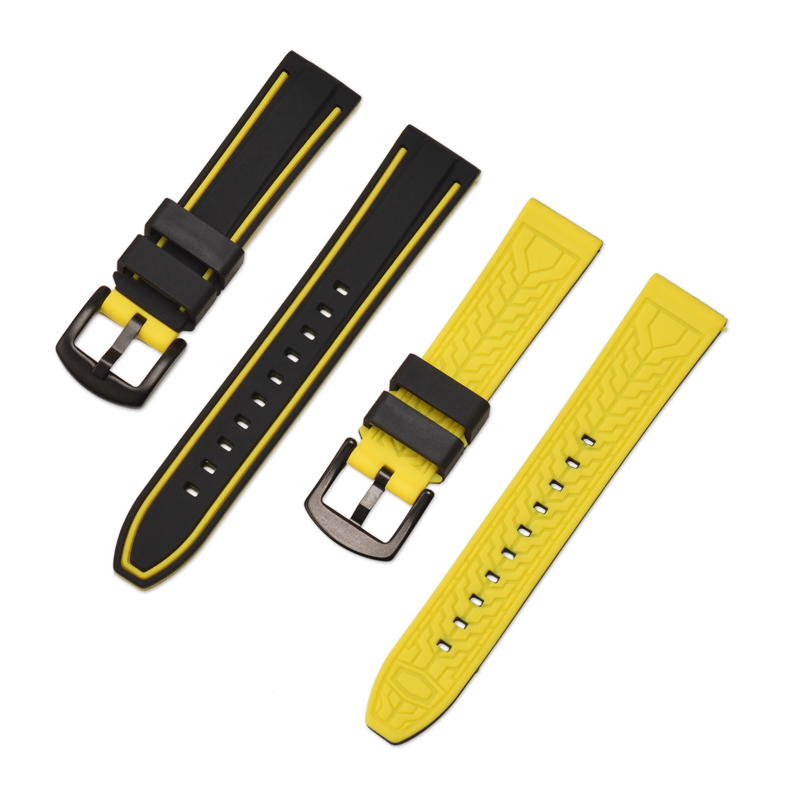 BLACK BUCKLE SMART WATCH SILICONE SOFT RUBBER SPORT STRAP BAND 20-22-24MM