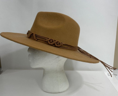 Brown Wool Woven Band Wide Brim Fedora