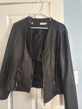 Calvin Klein Black Leather Jacket Size L