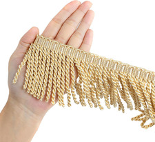 Curtain Fringes Bullion Fringe Trim with Blue Ribbon 5.3 Yard X 3 Inches Fabric