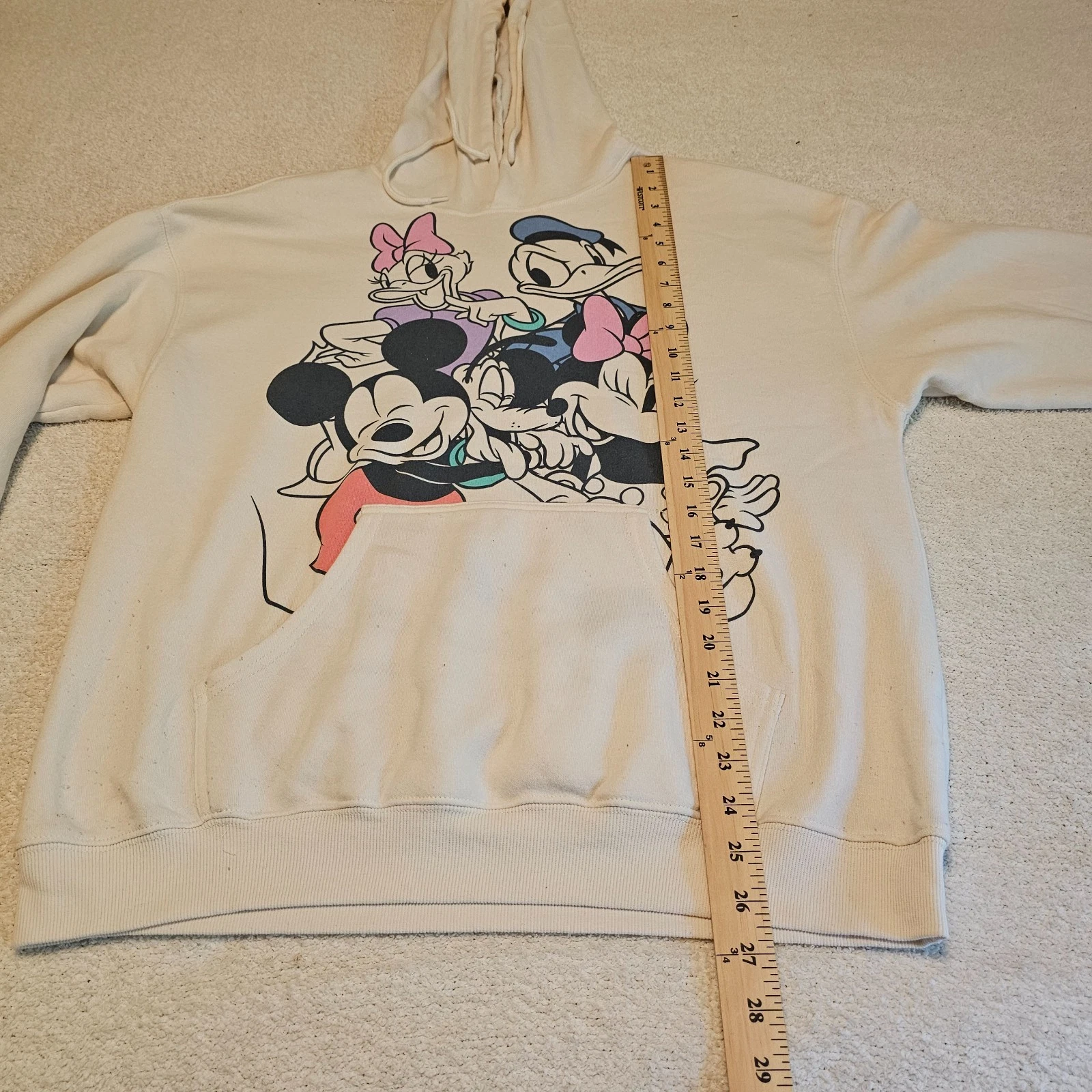 OFF WHITE Felpa con cappuccio e zip intera panna pile Disney and Friends donna super morbida taglia large