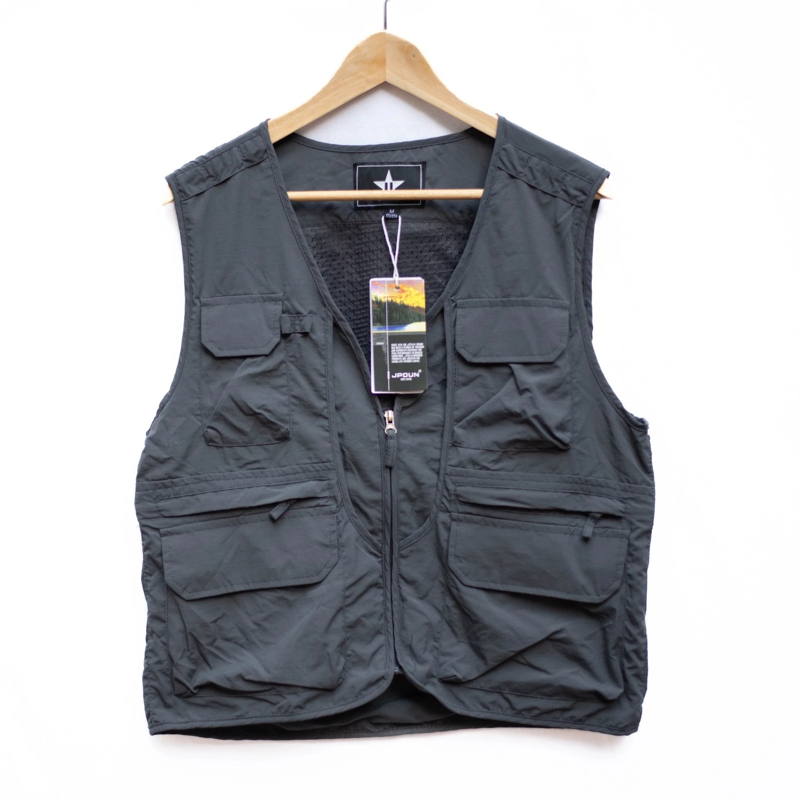 JPDUN Convertible Safari Fishing Vest Mens M Gray Mesh Back Outdoor Utility
Opens in a new window or