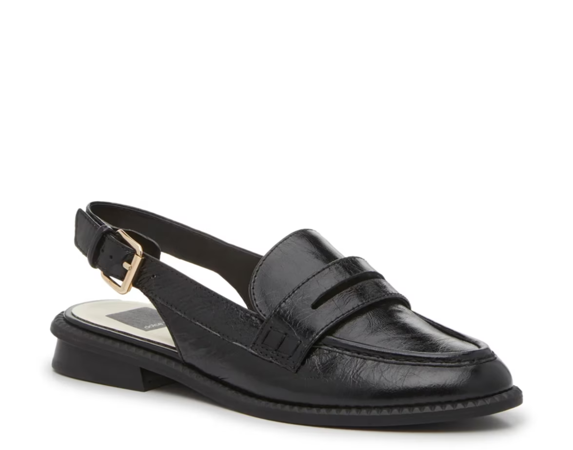 Dolce Vita Howell Patent Leather Loafer Mule Slingback Flat Midnight Womens 7.5M