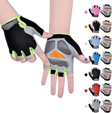 Kids Cycling Gloves GEL Padded Half Finger, Antislip Grip for Boys/Girls