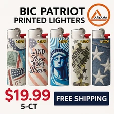 BIC Printed Lighters – PATRIOT Collection | 5-Count | Brand New | Free Shipping