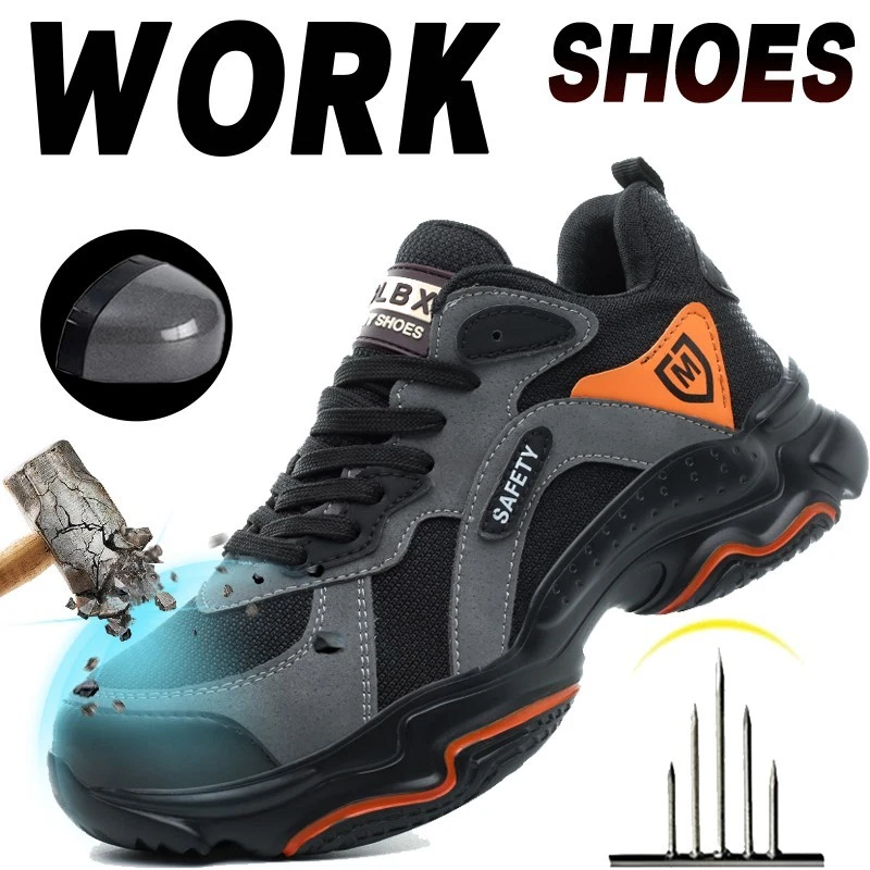 New Steel Toe Boots for Men Breathable Work Sneakers Indestructible Safety Shoes