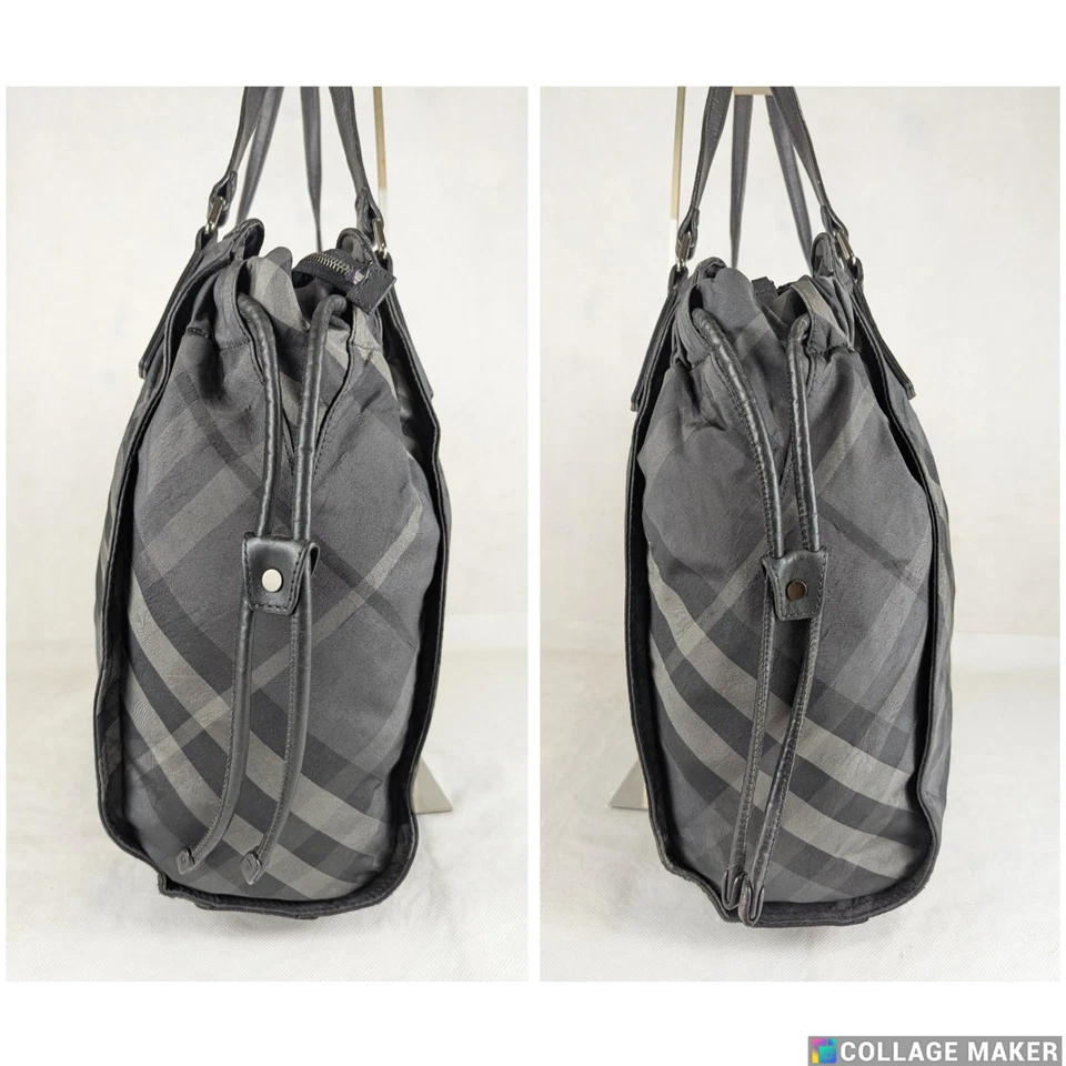 Auténtico Bolso de Mano BURBERRY Negro/Gris Supernova Check Nylon Hebilla Foto 3 de 4