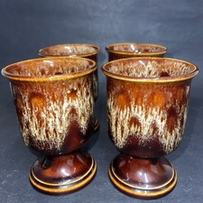 Vintage Fosters Kernewek Pottery Goblets Set Of 4 Cornwall Honeycomb 1960’s