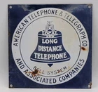 Vintage Telephone AT & T  Distressed Weathered Porcelain Enameled Metal Sign