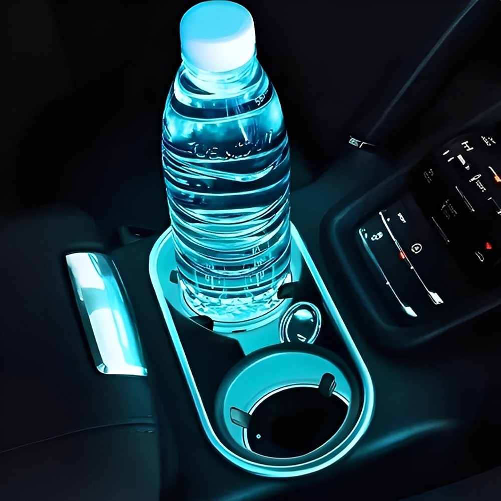 7-Color LED Car Cup Holder Coasters with Light Sensor, Ambient Atmosphere Lighti