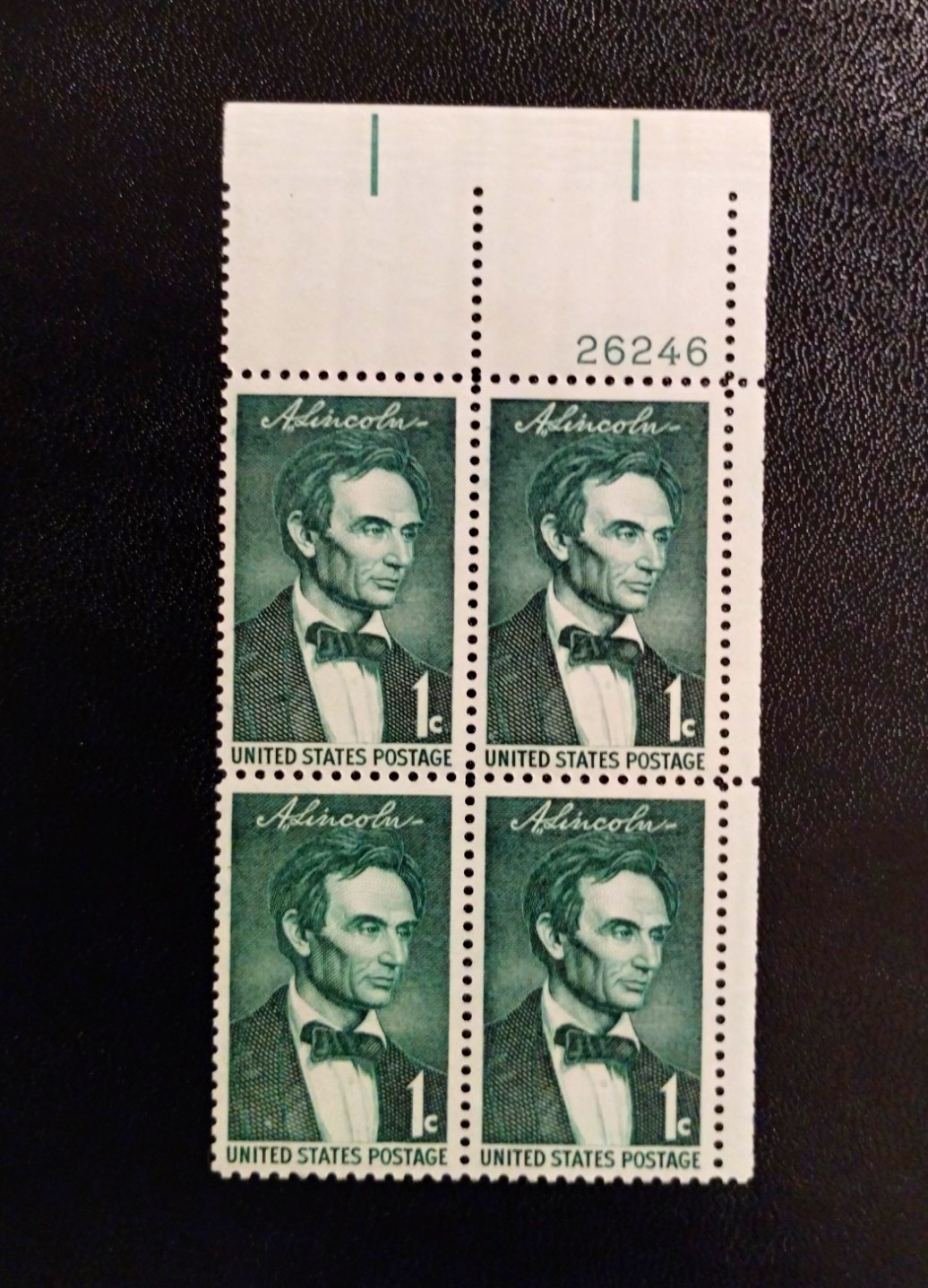 United States Abraham Lincoln 1¢ Green Plate Block of 4 MNH Ungraded Uncertified