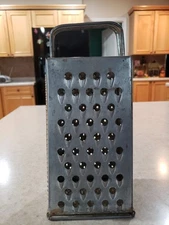 Vintage Box Grater-Slicer Metal 9" H 4 In 1 Cheese Vegetables Eggs